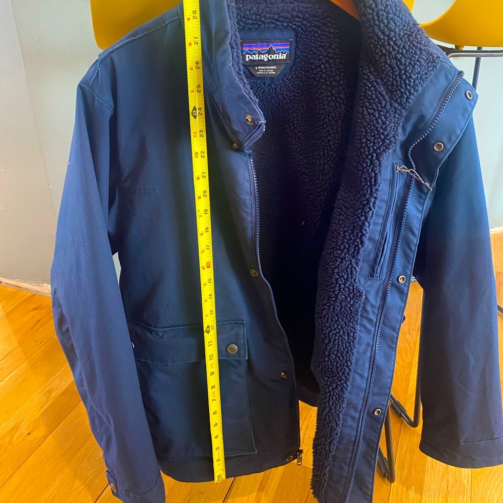 Patagonia fleece lined canvas jacket navy Large